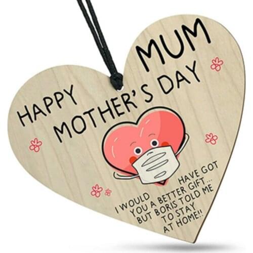 2021 Mothers Day Keepsake Gift Wood Slice Best Mum Wooden Heart Hanging Plaque Diy Home Decorations Crafts