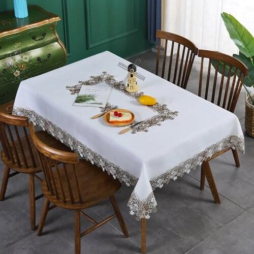 2021 New Cloth Lace Tablecloth Tea Table Dust Cover Polyester Linen Table Tablecloth Round Table Cloth