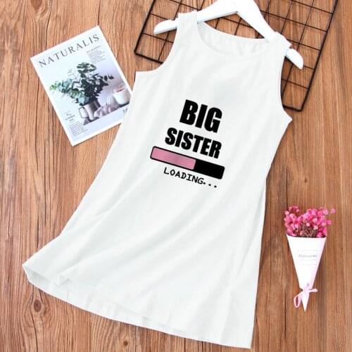 4-9Years Baby Girls Sleeveless Will Become Sister In 2021 Print Dresses Clothes Kids Summer Princess Dress Children Party Dress