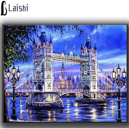 5d Full drill Diamond Embroidery Scenery Diamond Painting Sunset London Bridge Mosaic Furniture Decoration Ornaments Hobby Gifts
