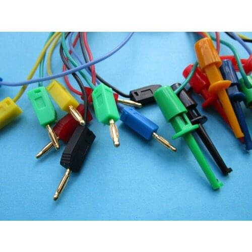 80 sets Gold Plated 2mm Banana Plug to Small Size Probes Test Hook Clip Lead Cable 5 Colors 50cm