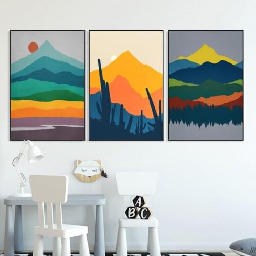 Abstract Landscape Canvas Poster Wall Art Hills Picture Canvas Painting Decoration Poster and Print Living for Room Bedroom