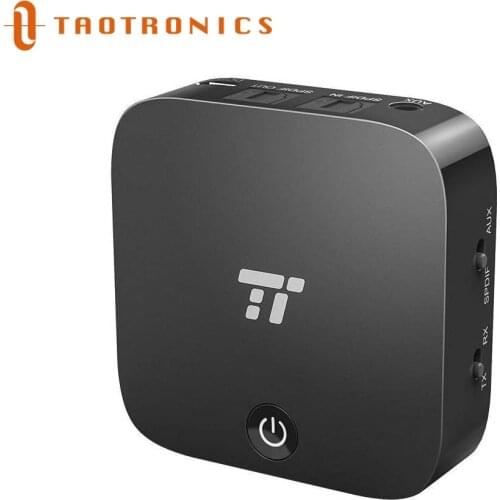 TaoTronics Bluetooth Adapter 5.0 Wireless Audio Transmitter/Receiver aptX Low Latency 3.5mm AUX Dual Link Transmitter & Receiver