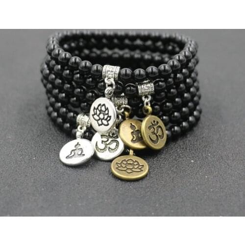 Tibetan Buddha Bracelet Men Meditation Reiki Chakra OM Lotus Bracelets For Women Men Bracelet Beads Jewelry Couples Gift