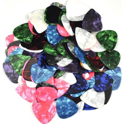 100pcs Celluloid Guitar Picks Acoustic Guitar Plectrums Mix Color Thick Picks Plectrums Folk Electric Guitar Accessories