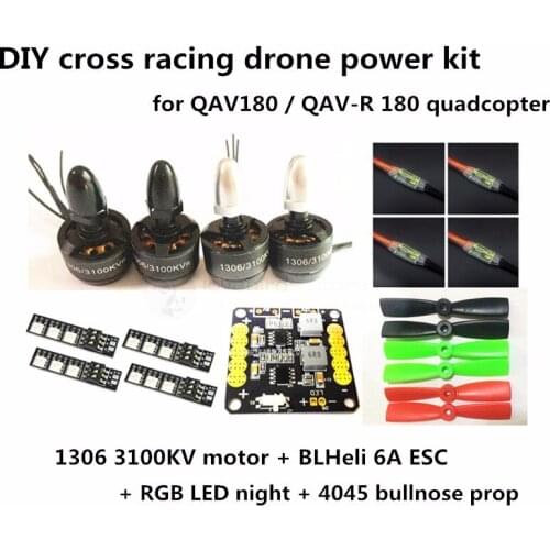 DIY FPV cross racing mini drone power kit NAZE32 + 1306 3100KV + BL6A ESC OPTO+ 4045 BN prop for QAV180 / QAV-R 180 quadcopter