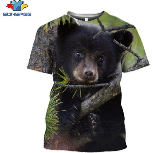 SONSPEE Animal Bear Hunting Camo T Shirt 3D Print Polar Bear Pattern T-shirt 2021 Summer Casual Short Sleeve Hip Hop Top Tees