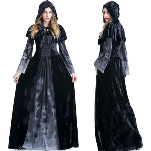 Halloween Victorian Dress Cosplay Costumes Scary Vampire Witch Clothes Women Medieval Masquerade Costume Ghost Fancy Maxi Dress