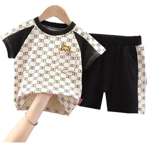 Kids Summer Sportswear Children Girls Cotton T Shirt Shorts 2pcs/sets Baby Boys Cartoon Costumer Toddler Infant Casual Tracksuit