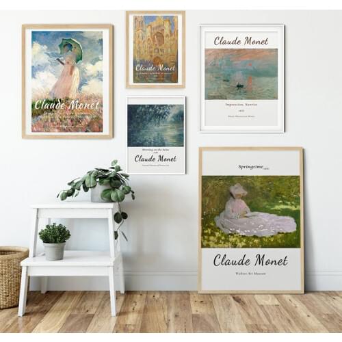 World Famous Claude Monet Springtime Impression Sunrise Canvas Painting Art Print Poster Wall For Living Room Bedroom Home Decor