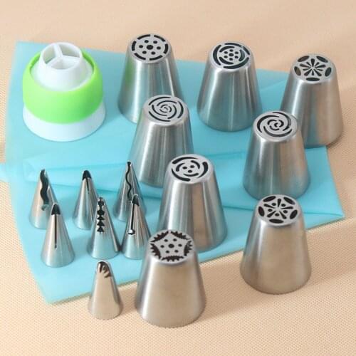 15pcs/set Stainless Steel Icing Piping Nozzles Russian and Korean Style Nozzle Piping Tips Pastry and Cake Decorating Tools