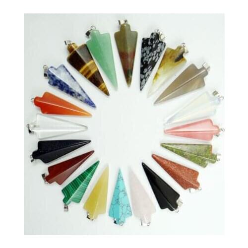 Natuursteen Quartz Crystal tiger lapis Turquoises eye Opal charm arrow pendant for diy Jewelry making necklace AccessoriesA64