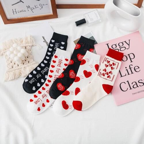 Novelty Socks Womens Love Cotton Korean Style Harajuku Casual Cute Japanese-Style Poker Socks Christmas Socks Streetwear Cute