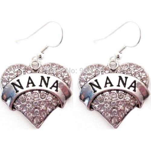 Newest Styles rhodium plated NANA Clear Crystal Heart Earrings(E100059), 30pair a lot