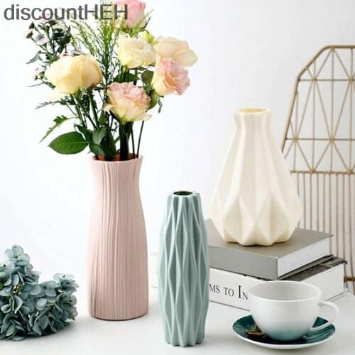 Plastic Vase Milky White Imitation Ceramic Flower Pot Flower Basket Flower Vase Decoration Home Nordic Decoration