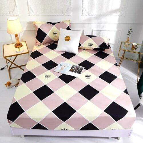 1pcs 100%Polyester Printed Solid Fitted Sheet Mattress Cover Four Corners With Elastic Band Bed Sheet(pillowcases need order)