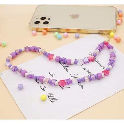 Shinus Telephone Jewelry Beaded Strap Mobile Case Pendant Chain For Phone Charm String Star Cell Phone Chains Lanyard