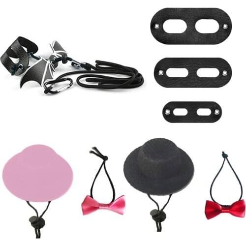 Lizard Traction Rope Hat Bow Tie Soft Leather Reptile Bearded Dragon Harness Leash Halloween Costume Clothes