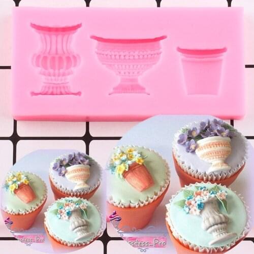 Flowerpot Vase Silicone Mold Fondant Cake Decorating Tools Sugarcraft Candy Resin Molds Chocolate Gumpaste Mould