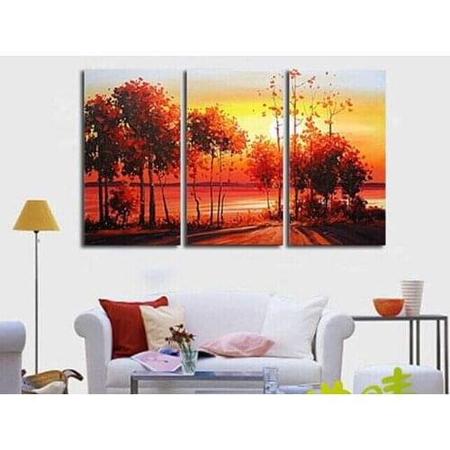 Modern fashion abstract oil painting on canvas EUro Hand painted forest sunrising decoration paintings NO frame