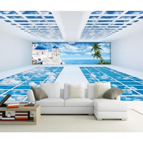 Three-dimensional space Aegean Sea Photo 3D Wallpaper Custom Modern Living Room sofa Background Wall Painting art Wallpaper