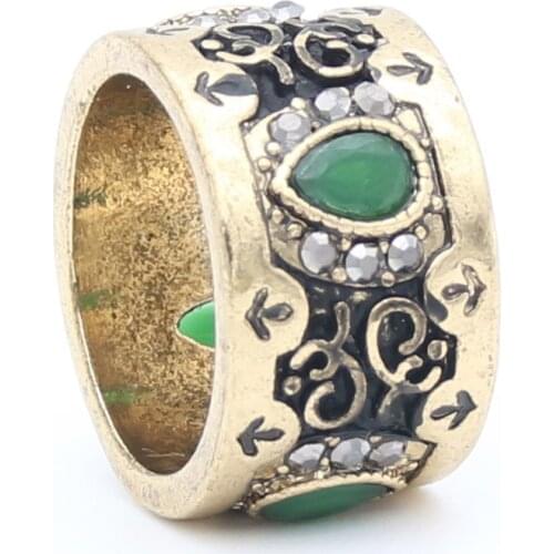 Vintage Women Flower Ring Antique Gold Color Water Drop Resin Broadside Rings Stage Royal Jewelry Arabesque Bridal Finger Ring