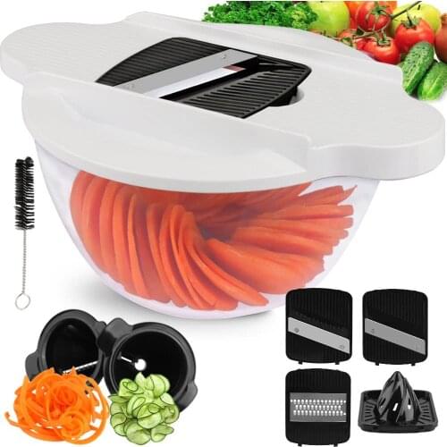 Magic Multifunctional Rotate Vegetable Cutter With Drain Basket Kitchen Veggie Fruit Shredder Grater Slicer Drop Shipping