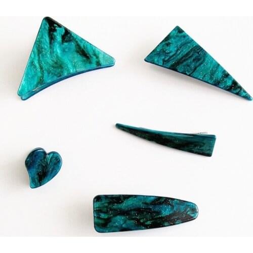 Green Hair Claws Simple Women Geometric Graceful Marble Acrylic Hair Crab Clips Ladies Girls Make Up Clamps Accessories Headwear