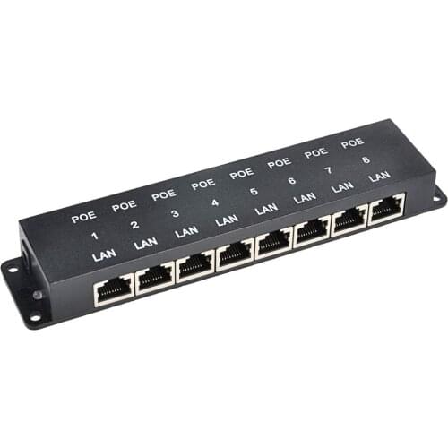 ZQ|8 Port 100Mbps Security Power over Ethernet Passive injector 24V/48V PoE Patch Panel for 8 IP Cameras wireless AP