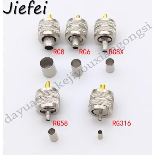 10-50Pcs Brass UHF Male PL259 Plug Crimp (RG58 RG142 LMR195 RG400) (RG316 RG174 RG178 LMR100) (RG8 RG213 RG214 LMR400 RG165)RG8X