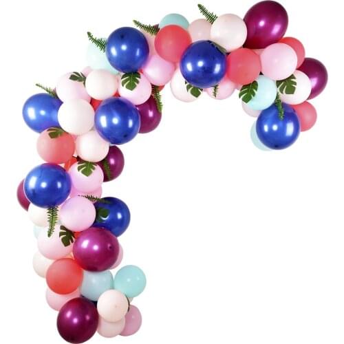 104 Pcs Balloons Garland Arch Kit Coloful Balloons with Artificial Leaves for Diy Wedding Parties Events Background Decoration