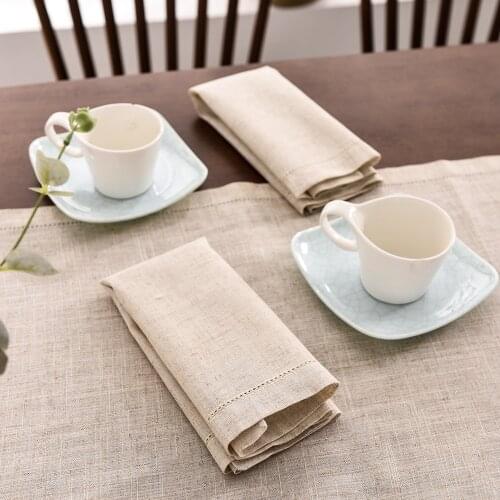 12Pcs Table Napkins Cloth Fabric Serving Napkins Cotton For Plates Dinner For Wedding Party Hemstitch Linen Table Napkins Home