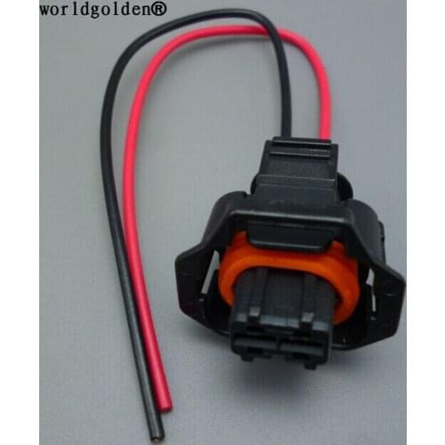 Worldgolden 2 Pin/Way Female Diesel Common Rail Injector Plug Socket Electric Connector With Wire Pigtail