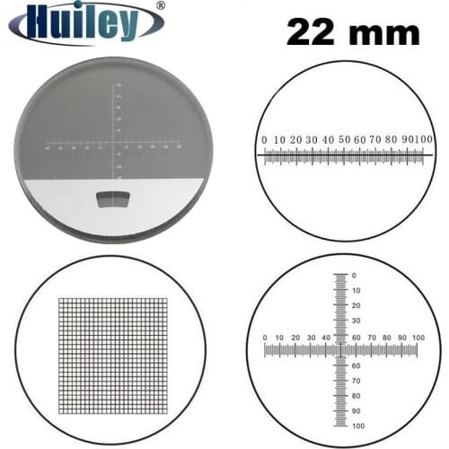 22mm Diameter Micrometer Scale Microscope Optical Eyepiece Scale Calibration Cross Ruler Grid Scale for Microscope Binoculars