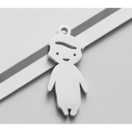 5Pcs/Lot Mirror Polish Stainless Steel Small Boy Girls Charms Pendant DIY Jewelry Making Accesories