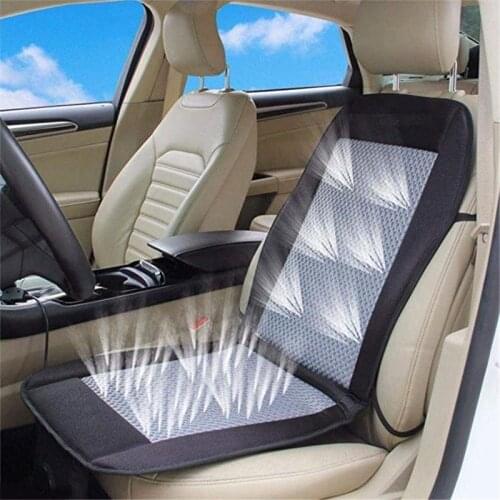 12V Car Cushion Cooling Seat Cover with Air Fan Summer Cool Ventilation Massage Seat Air Conditioning Cushion 2 Speeds Low/high