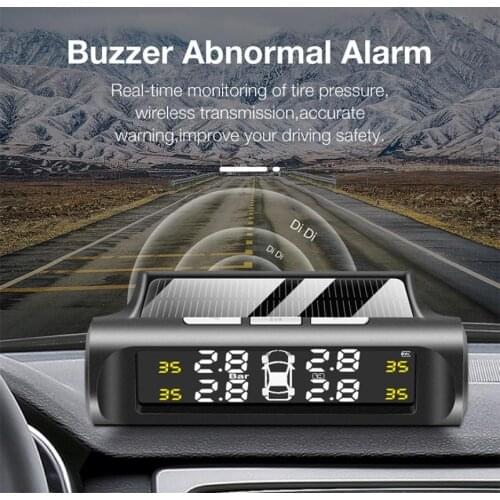 Car TPMS Tyre Pressure Monitoring System Solar Power Digital LCD Display Auto Security Alarm Systems Pressure External Sensor