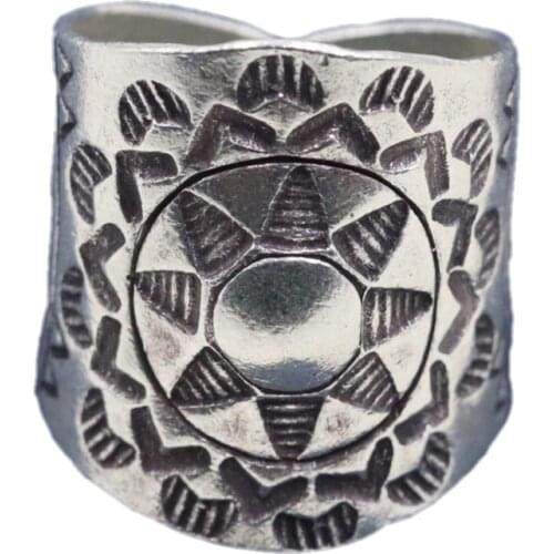 BOCAI New 100% real solid S925 pure silver jewelry engraved woman ring wide-faced retro food ring for men and women