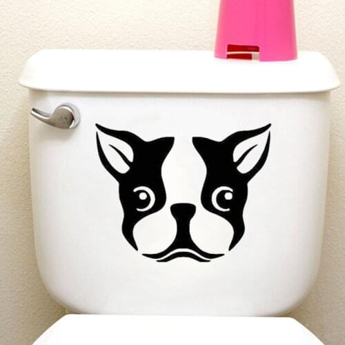 Boston Terrier Dog Face Head Toliet Stickers Home Decoration Accessories 4WS-0060