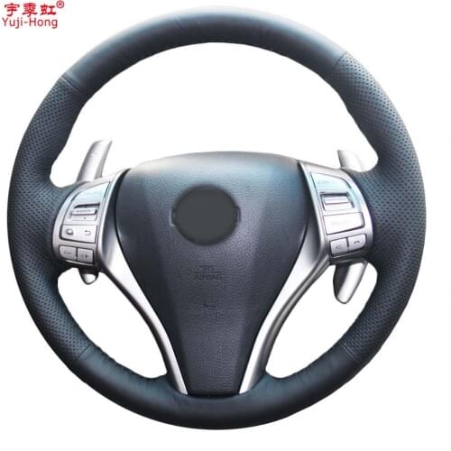 Yuji-Hong Artificial Leather Car Steering Covers Case for NISSAN Teana 2013 X-Trail 2014 Qashqai 2016 Hand-stitched Cover