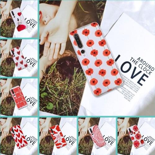Back Cover For Xiaomi Mi Note 10 Lite Pro Red Flower Silicone Transparent Soft For Xiaomi Mi 10 Lite Pro Youth Play Phone Case