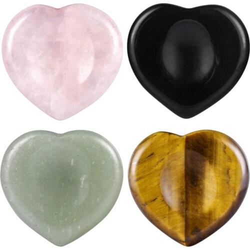 TUMBEELLUWA Thumb Worry Stone Heart Carved Polished Pocket Palm Stone for Anxiety, Reiki Chakra Positive Energy Crystal Healing