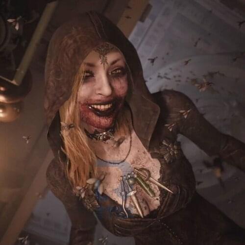 Halloween Carnival Clothing Zombie Sets for Women Black Terror Lace Lacing Floral Printing Satin Maxi Dresses Cosplay Costumes