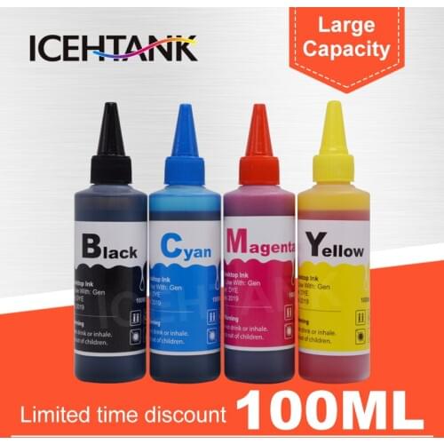 ICEHTANK Universal 100ml Dye Ink Refill Kit for Brother LC12 LC40 LC71 LC73 LC75 LC400 LC1220 LC1240 J6710CDW Printer Cartridge