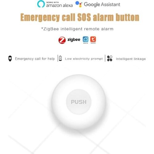 ZigBee One-key Alarm SOS Emergency Call Button Wireless Emergency Button Suopport Alexa Google Home Tuya/Smart Life APP Control