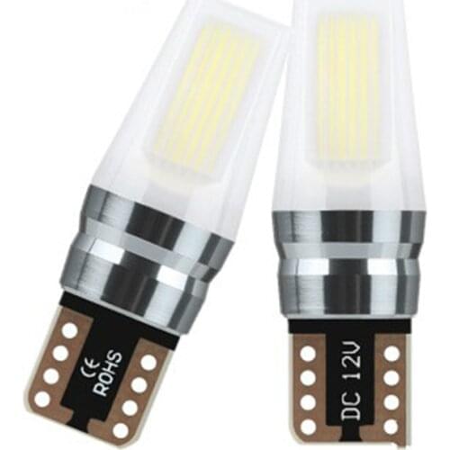 2PCS High Bright Car Light Signal Lamps Auto Wedge Parking Reading Dome Bulb Acrylic Shell W5W LED T10 6000K White Yellow 12V