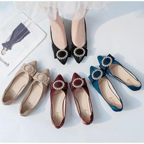 Spring Autumn Women Shoes Pointed Toe Boat Shoes Velvet Flats Metal Loafers Crystal Ladies Shoes Comfortable Female Shoes 8142L