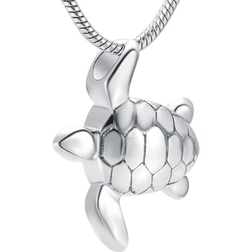 IJD9949 Trendy Stainless Steel Cute Little Turtle Cremation Pendant Memorial Jewelry Ashes Holder Urn Keepsake Funeral Necklace