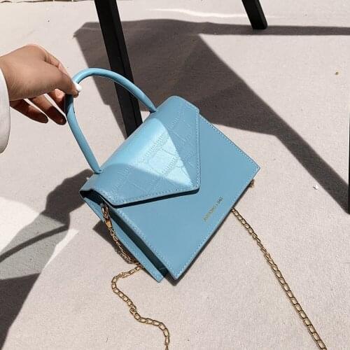 Fashion Women Pure Color PU Leather Chain Shoulder Crossbody Messenger Bag Casual Ladies Small Handbags Flap Purse