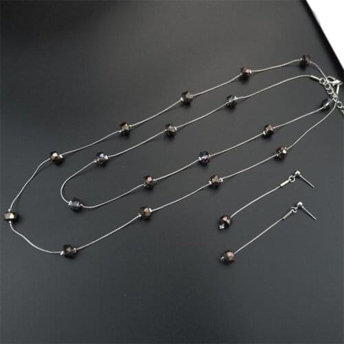 Fashion Long Sweater Crystal Chain Necklace Set Choker Necklace Handmade Korean Jewelry Female Accessories For Women Party Gifs